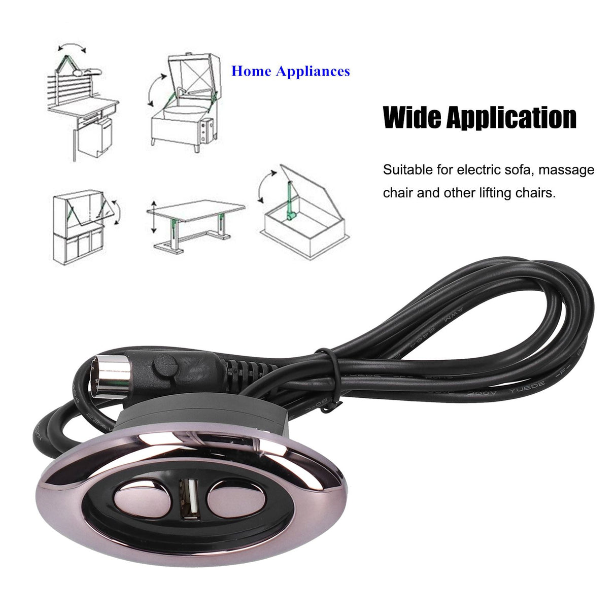 Electric Recliner Controller 2 Button 5 Pin Hand Switch Controller for Lift Chair Electric Sofa