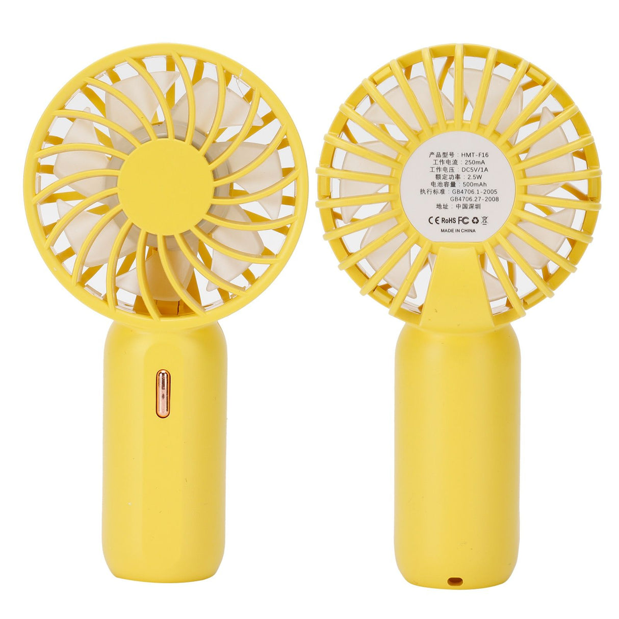 Mini Handheld Electric Fan with Adjustable Wind Speed Portable USB Fan for Home OfficeYellow