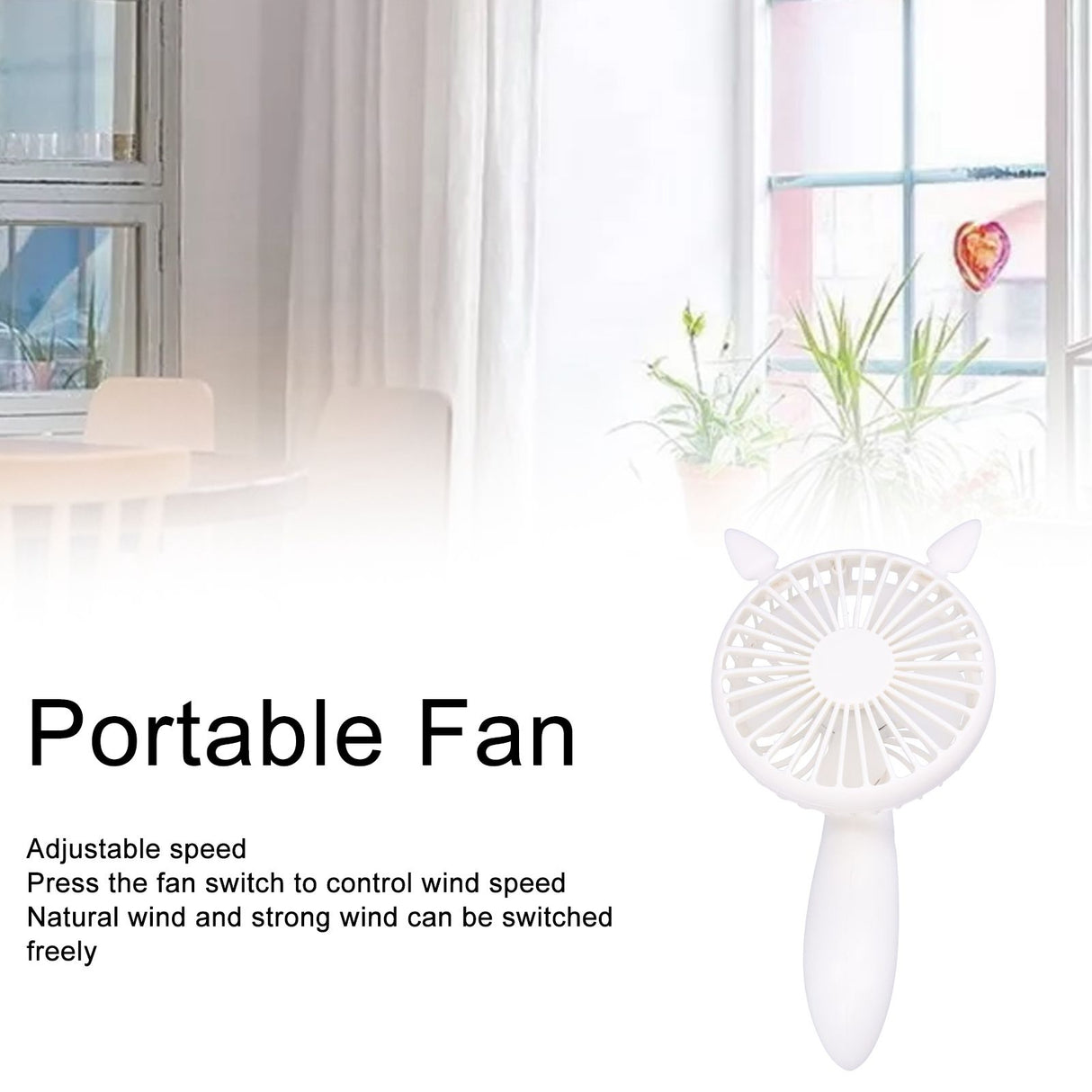 Portable Fan 180 Degrees Rotation Desktop USB Rechargeable Electric Mini Cooling FanWhite