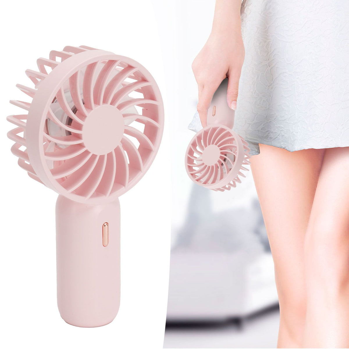 Portable Handheld Fan USB Rechargeable Enhanced Wind Small Fan for Travel Office StudyPink