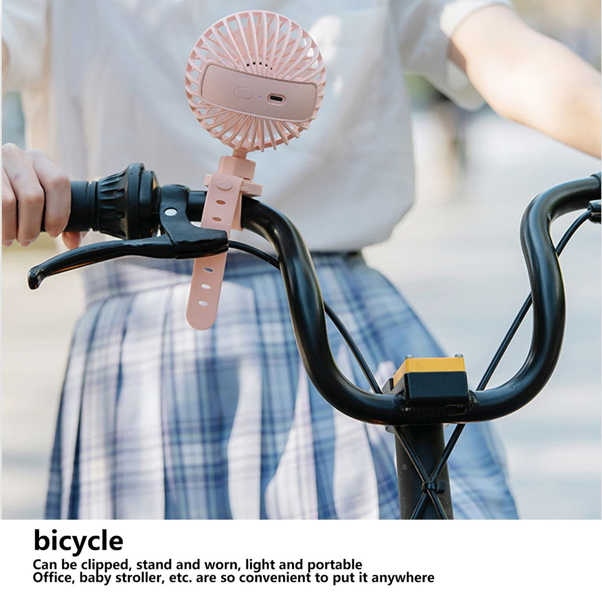 USB Charging Fan with Comfortable Wrist Strap Portable Mini Fan for Indoor Outdoor TravelPink