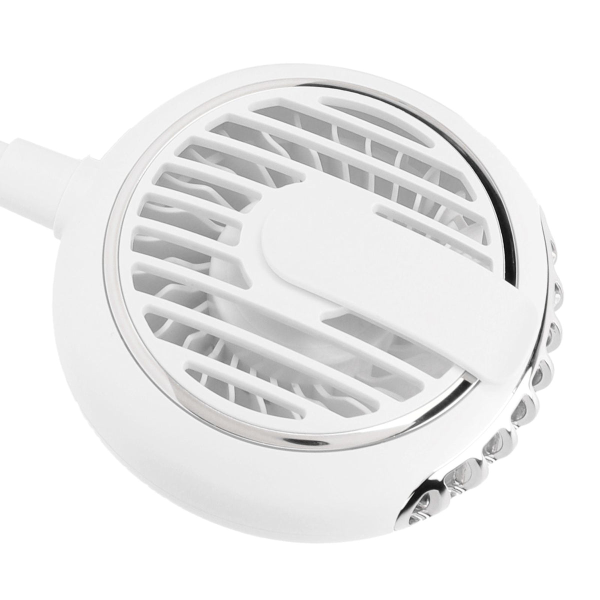 Dual‑Head USB Fan 360° Rotating Portable Neck‑Hanging Electric Fan for Outdoor TravelWhite