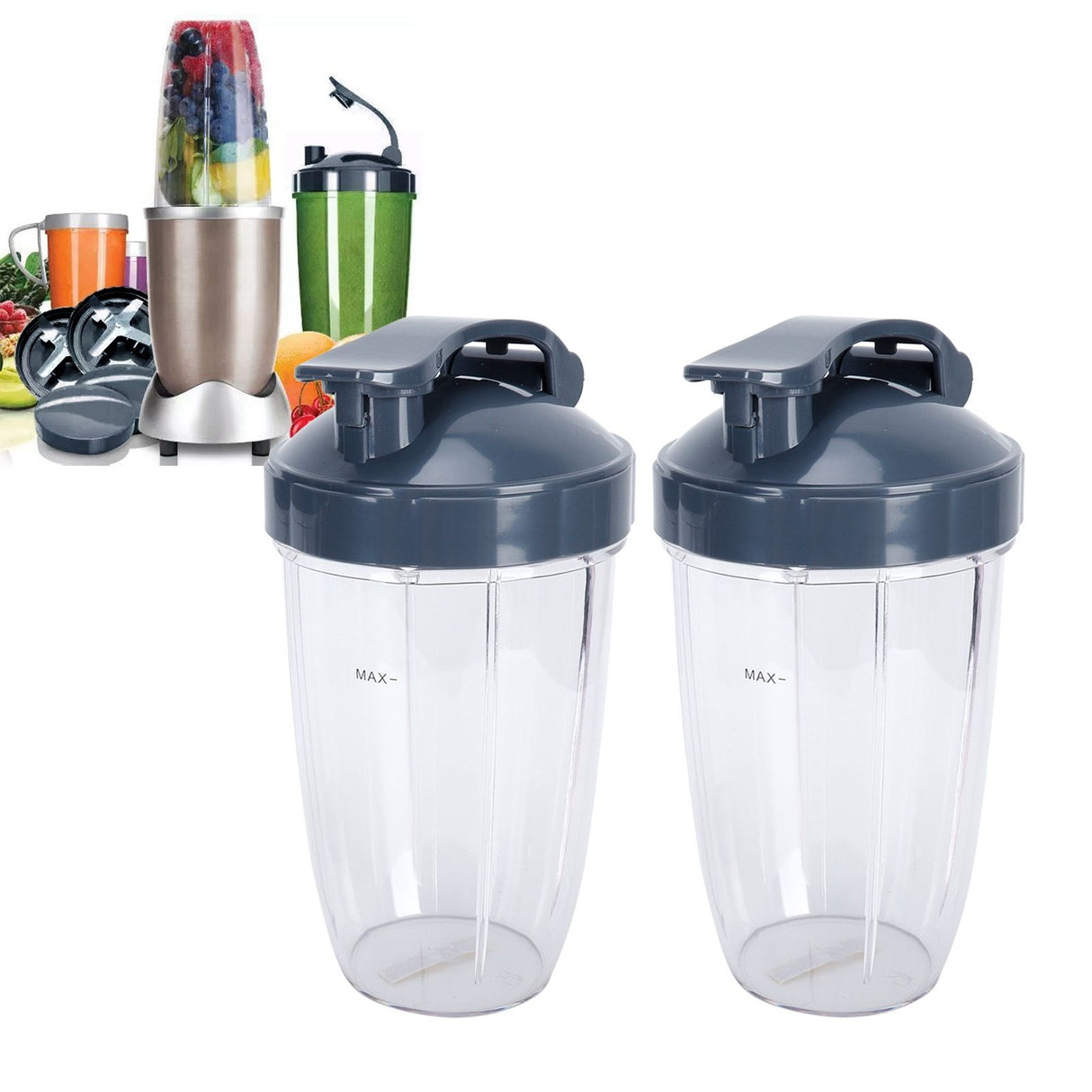 24OZ Transparent Blender Cup Container Lid Set Replacement Fit for 600W/900W Juicer