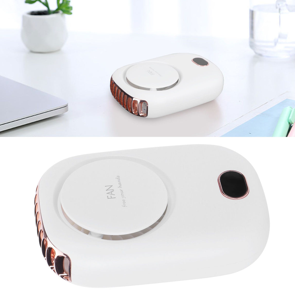 Mini Electric Fan Portable USB Charging Neck Hanging Bladeless Fan for Outdoor Sports TravelWhite