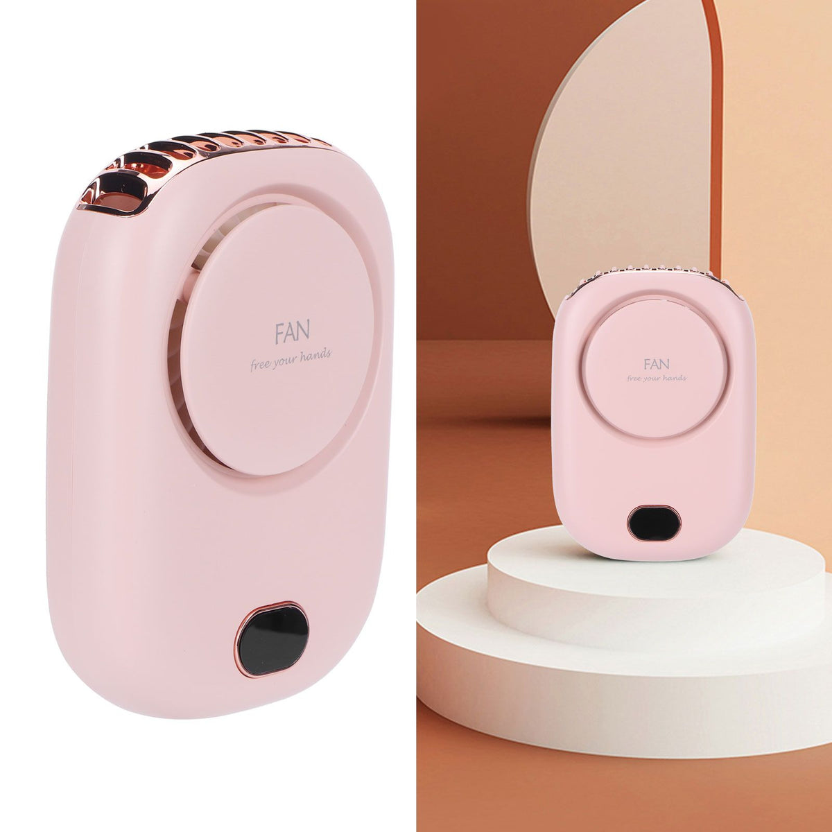 Mini Electric Fan Portable USB Charging Neck Hanging Bladeless Fan for Outdoor Sports TravelPink