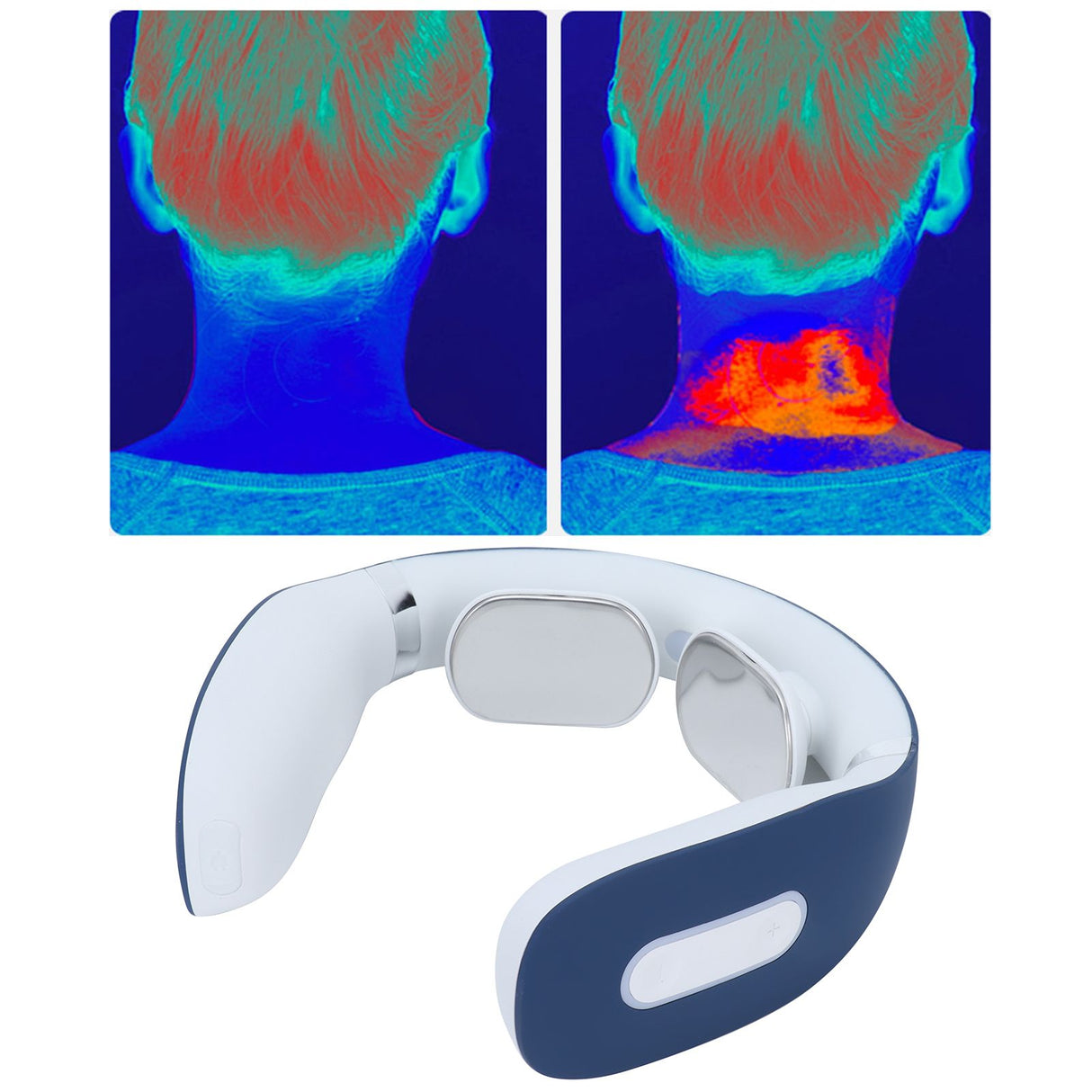 Neck Massager USB Charging Mini Intelligent Holographic Pulsed Shoulder Therapy Machine Blue