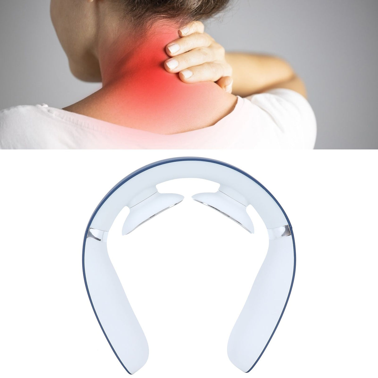 Neck Massager USB Charging Mini Intelligent Holographic Pulsed Shoulder Therapy Machine Blue
