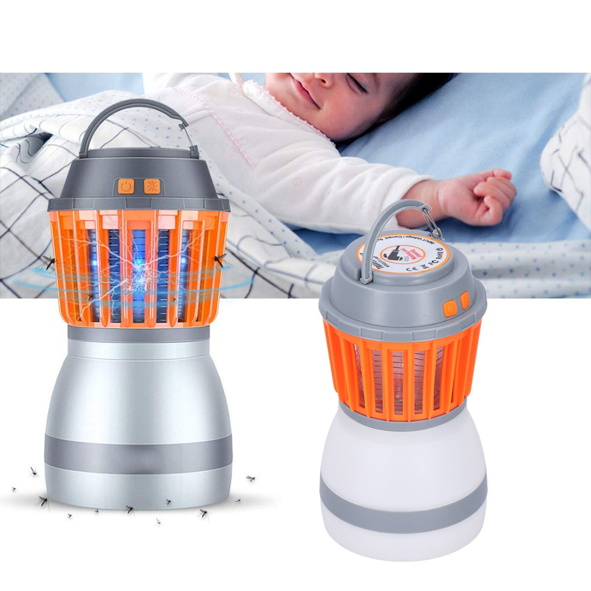 Mosquito Killer Lamp Portable IP67 Waterproof Insect Repeller for Outdoor Camping Picnic(Mosquito Lamp Solar Panel )