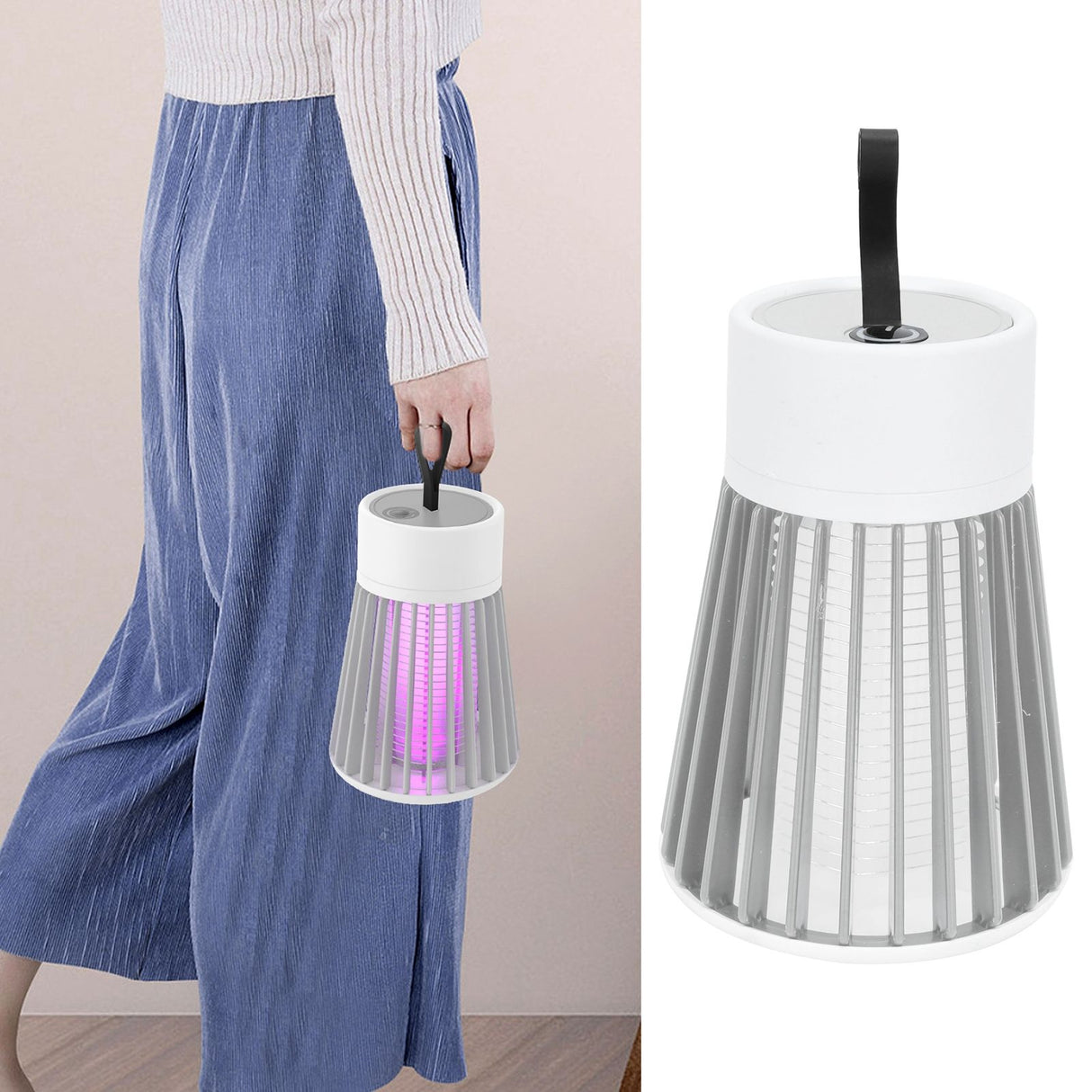 Mosquito Killer Light Handheld Electronic Ultraviolet Mosquito Killer for Home Outdoor UseGray White