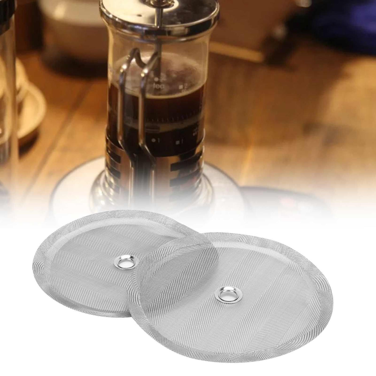 2PCS 100 Mesh Stainless Steel Filter Screen Replacement for Coffee Press Accessory