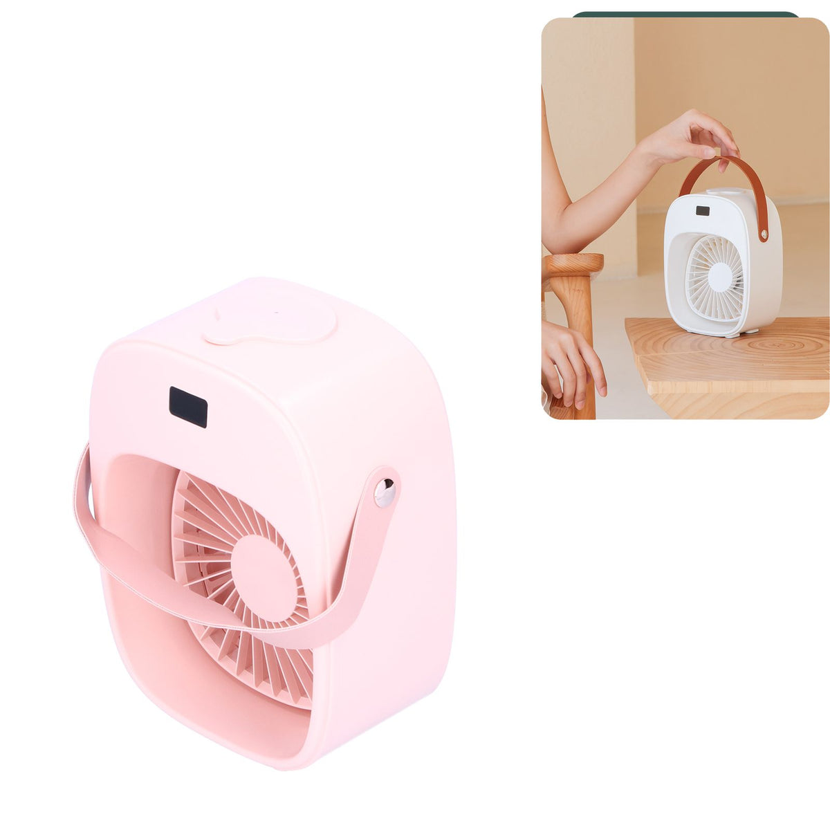 Adjustable Electric Fan Portable Spray Humidification Electric Fan for Home Outdoor DormitoryPink