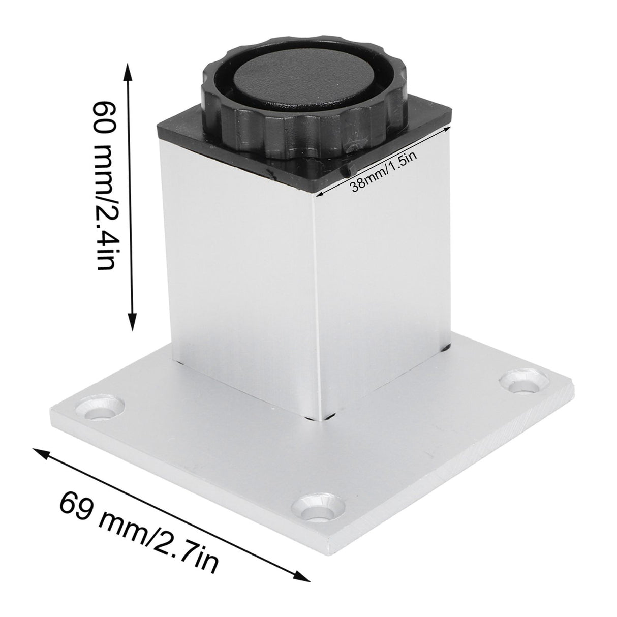 4Pcs Sofa Leg Aluminium Alloy Square Adjustable Cabinet Foot Furniture Hardware Fittings60mm