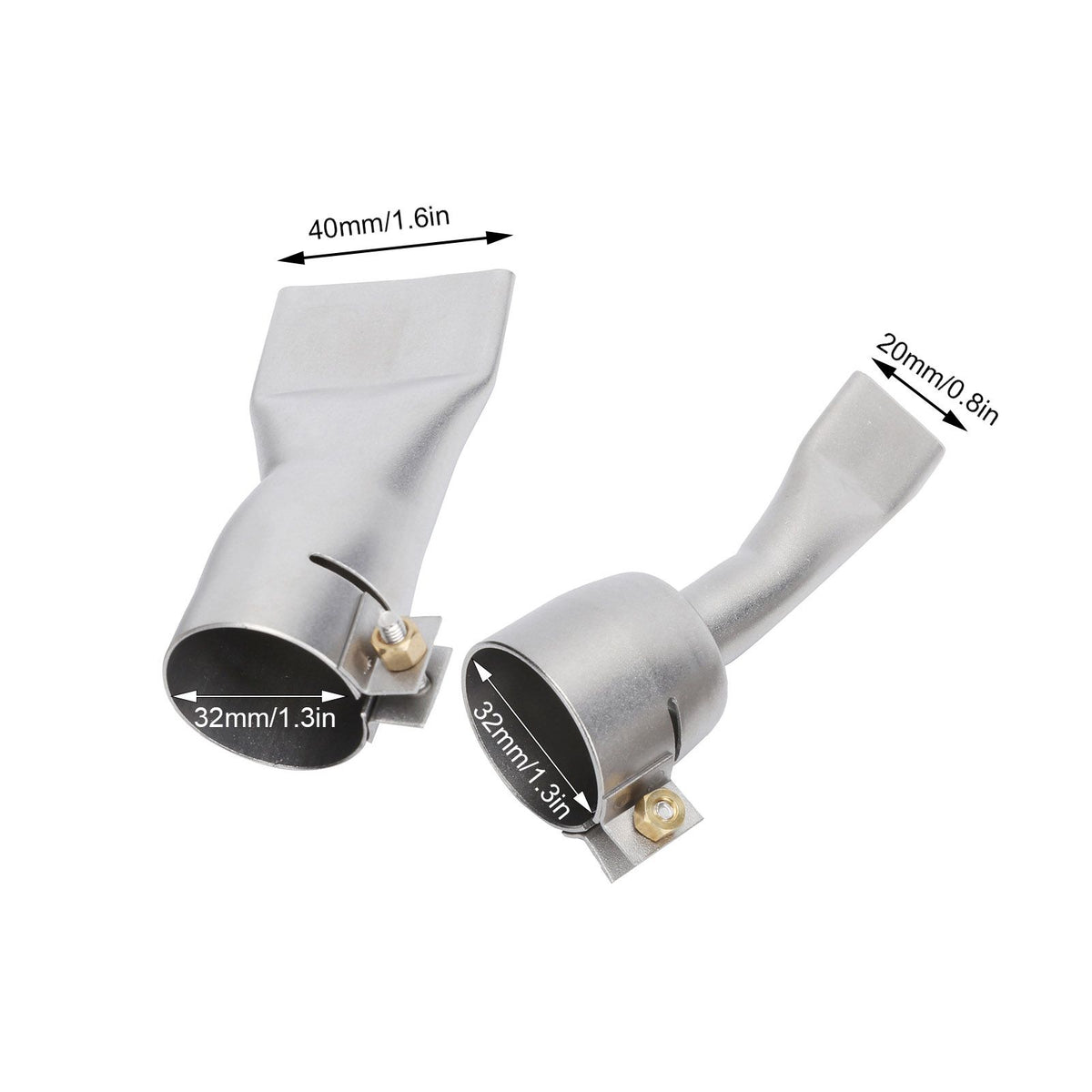 2Pcs Welding Gun Flat Nozzle 20mm Small 40mm Large Tip for Welder Tool Stainless Steel