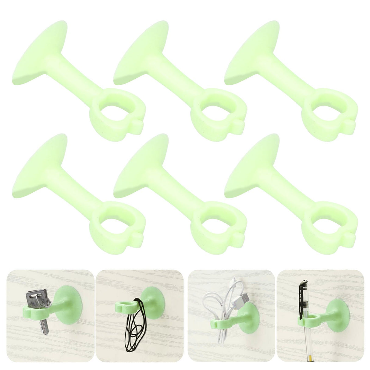 6PCS Door Stopper Anti‑Collision Silicone Wall Protection Home Bathroom Supplies Green