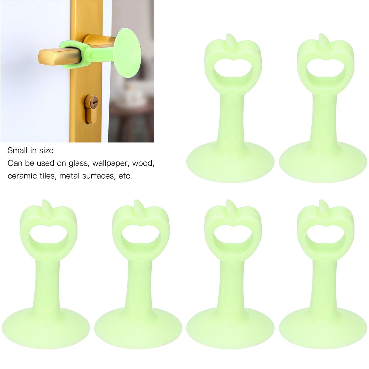 6PCS Door Stopper Anti‑Collision Silicone Wall Protection Home Bathroom Supplies Green