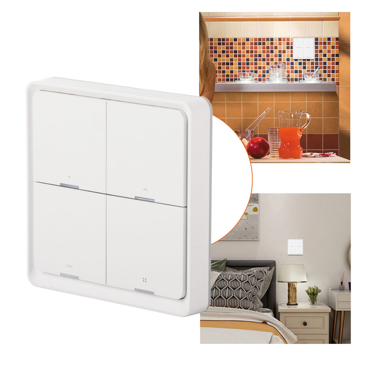 Wireless Scene Switch Intelligent 4‑Way Panel Wall Switch Mobile Phone APP Control for ZigBee