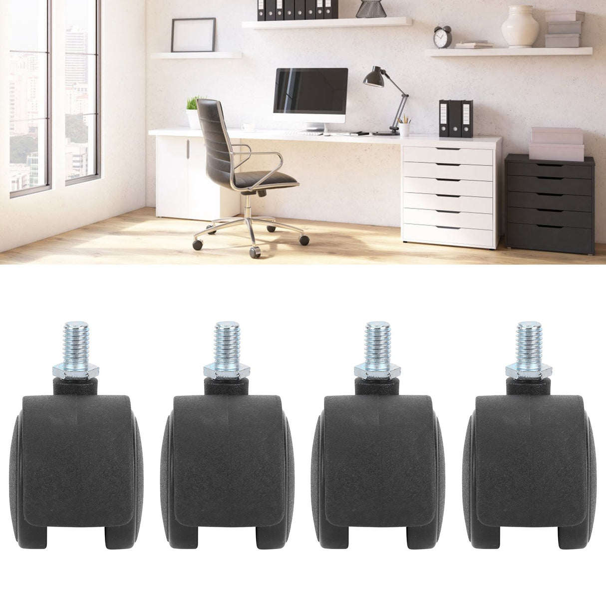 4Pcs 1.5in Casters 360 Degree Rotatable Universal Plastic Wheel for Cabinet Chair