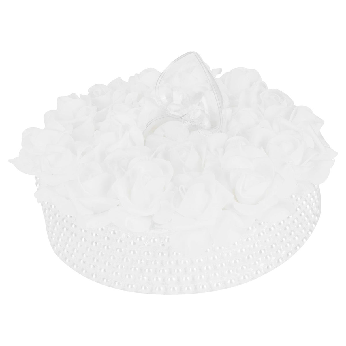 Ring Pillow Box Wedding with Ribbon Bowknot CakeShaped Pearl Rose Ceremony Supplies White(5905 )