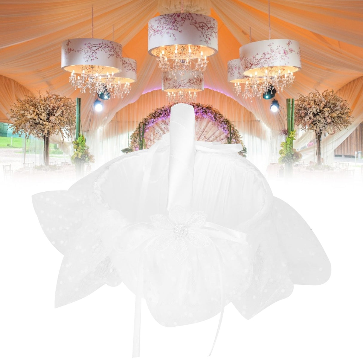 Flower Lace Basket White Romantic Flower Basket Candies Container Wedding Ceremony Decoration5709 Flower Basket L