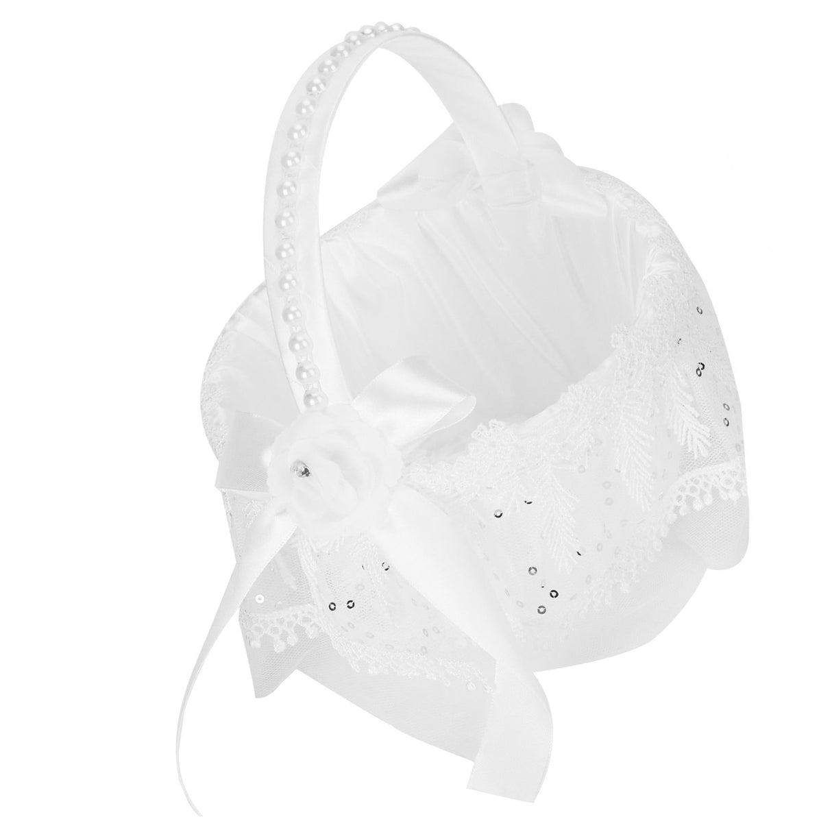 Flower Lace Basket White Romantic Flower Basket Candies Container Wedding Ceremony Decoration5707 Flower Basket L