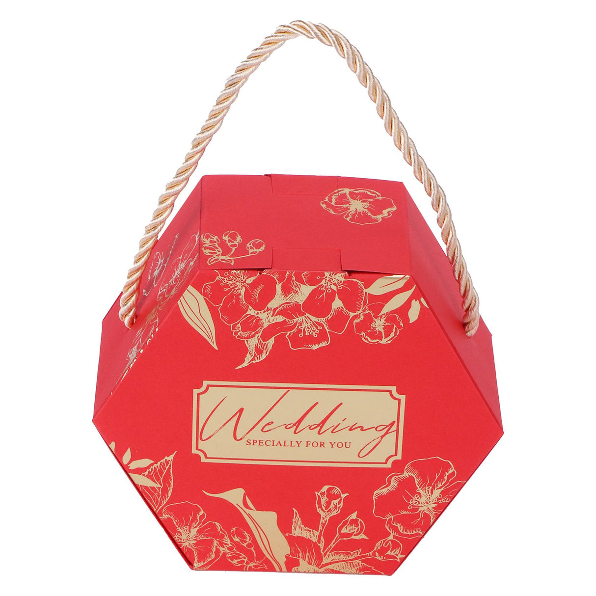 10 Set Candy Boxes Bags Hexagonal Chocolate Gift Boxes with Ropes for Wedding SuppliesRed