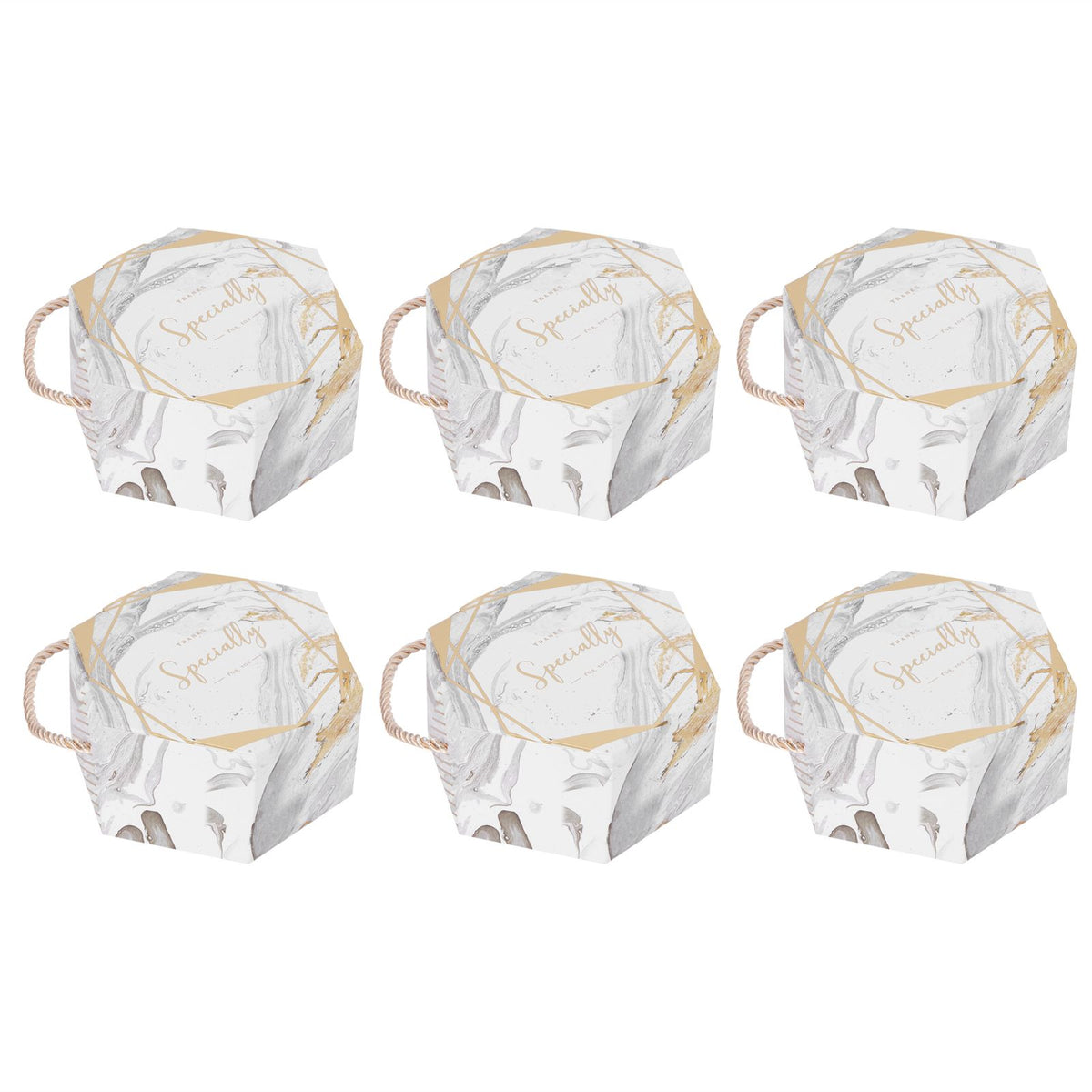 10 Set Candy Boxes Bags Hexagonal Chocolate Gift Boxes with Ropes for Wedding SuppliesMarble
