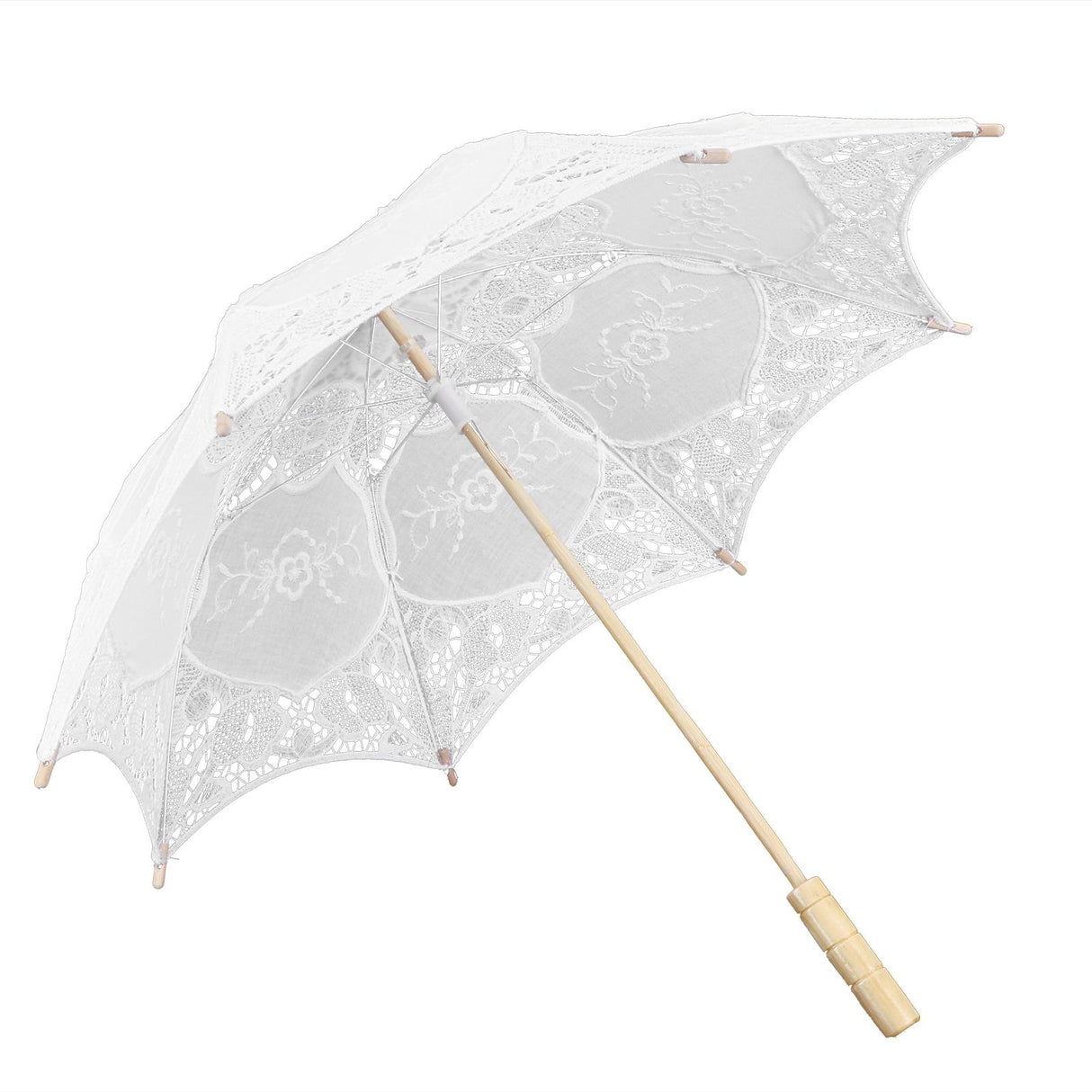 Lace Umbrella Wedding Bridal Parasol Umbrella for Photography Props Wedding SuppliesL White