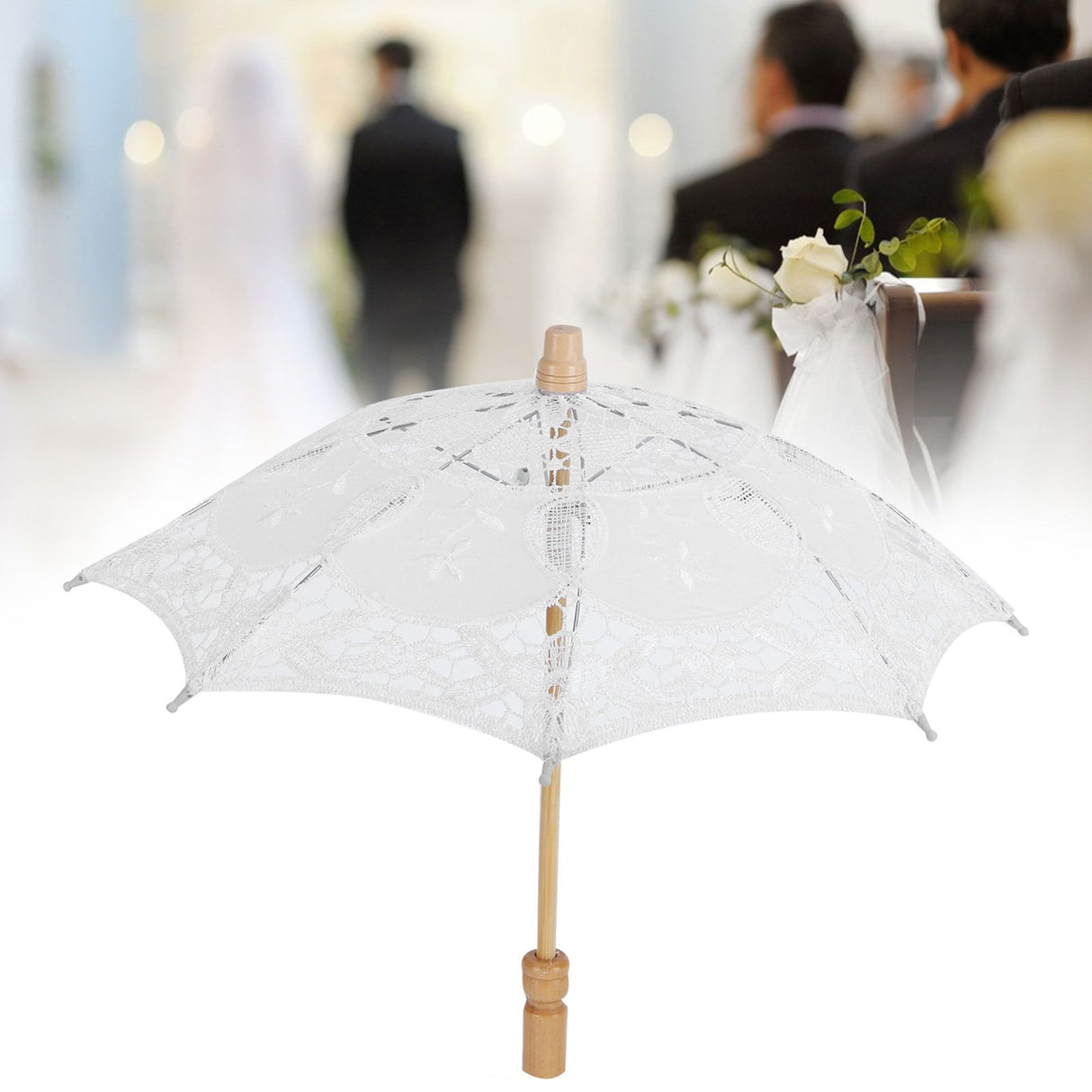 Lace Umbrella Wedding Bridal Parasol Umbrella for Photography Props Wedding SuppliesS White