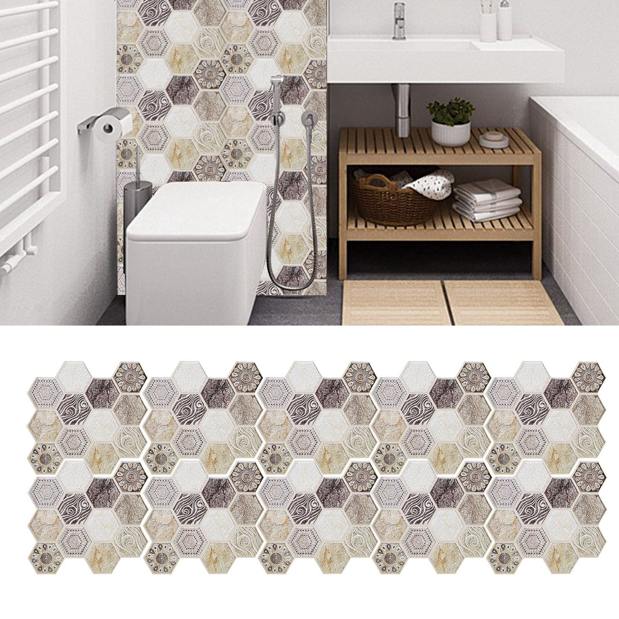 10Pcs Self Adhesive Sticker Background PVC Wall Decal Tile Sticker Home Decoration