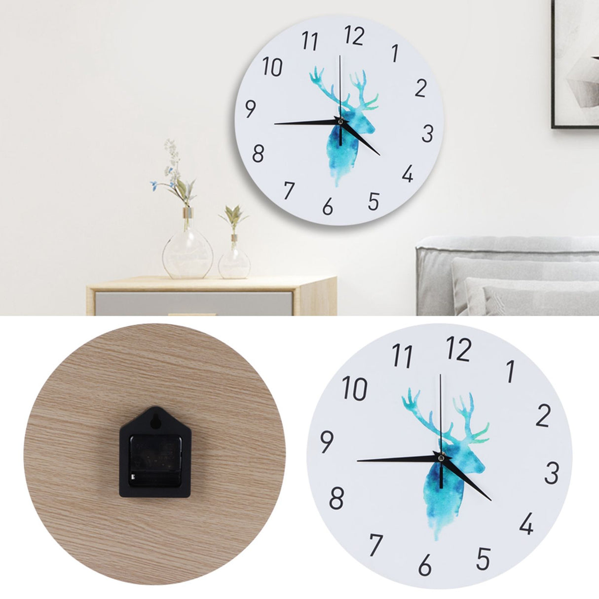 29CM Retro European Style Wall Clock Silent Non Ticking Clock for Living Room Bedroom Decor
