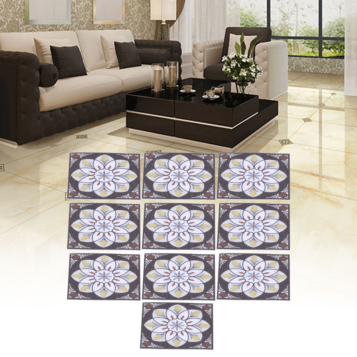 20PCS Self Adhesive Tile Diagonal Sticker Waterproof Tile Floor Wall Stickers Floor Decals