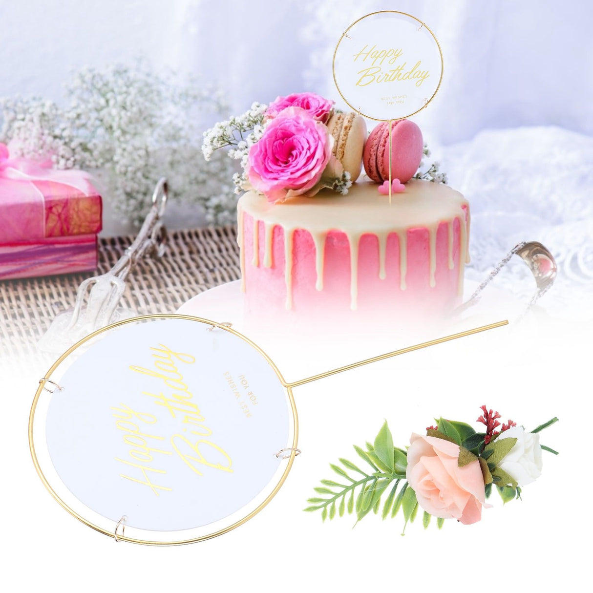 Metal Cake Inserts Round Cake Decoration Inserts Topper Birthday Cake Crafts Decoration