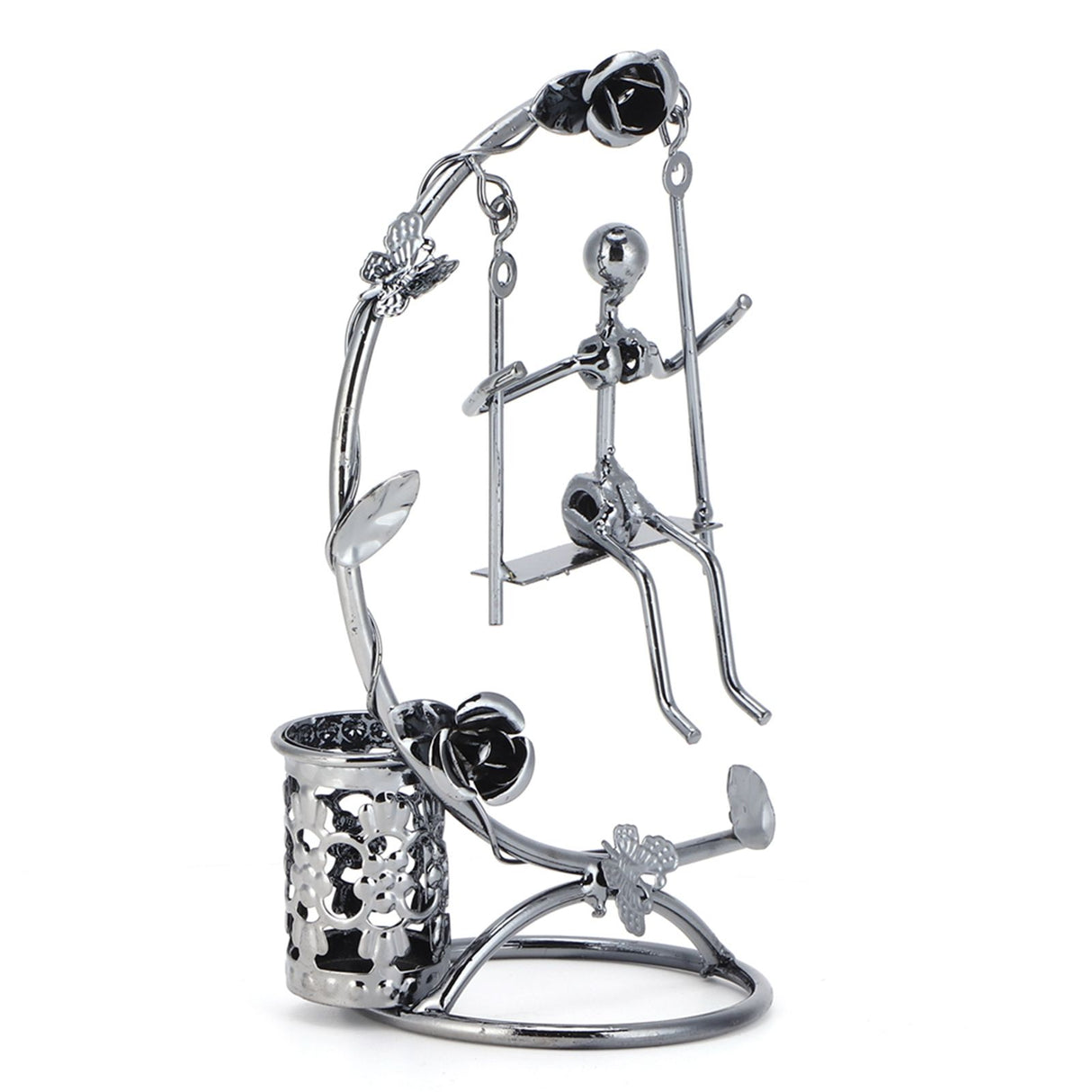 Wrought Iron Swing Pen Holder Originality Home Tabletop Decoration for Business GiftsMan