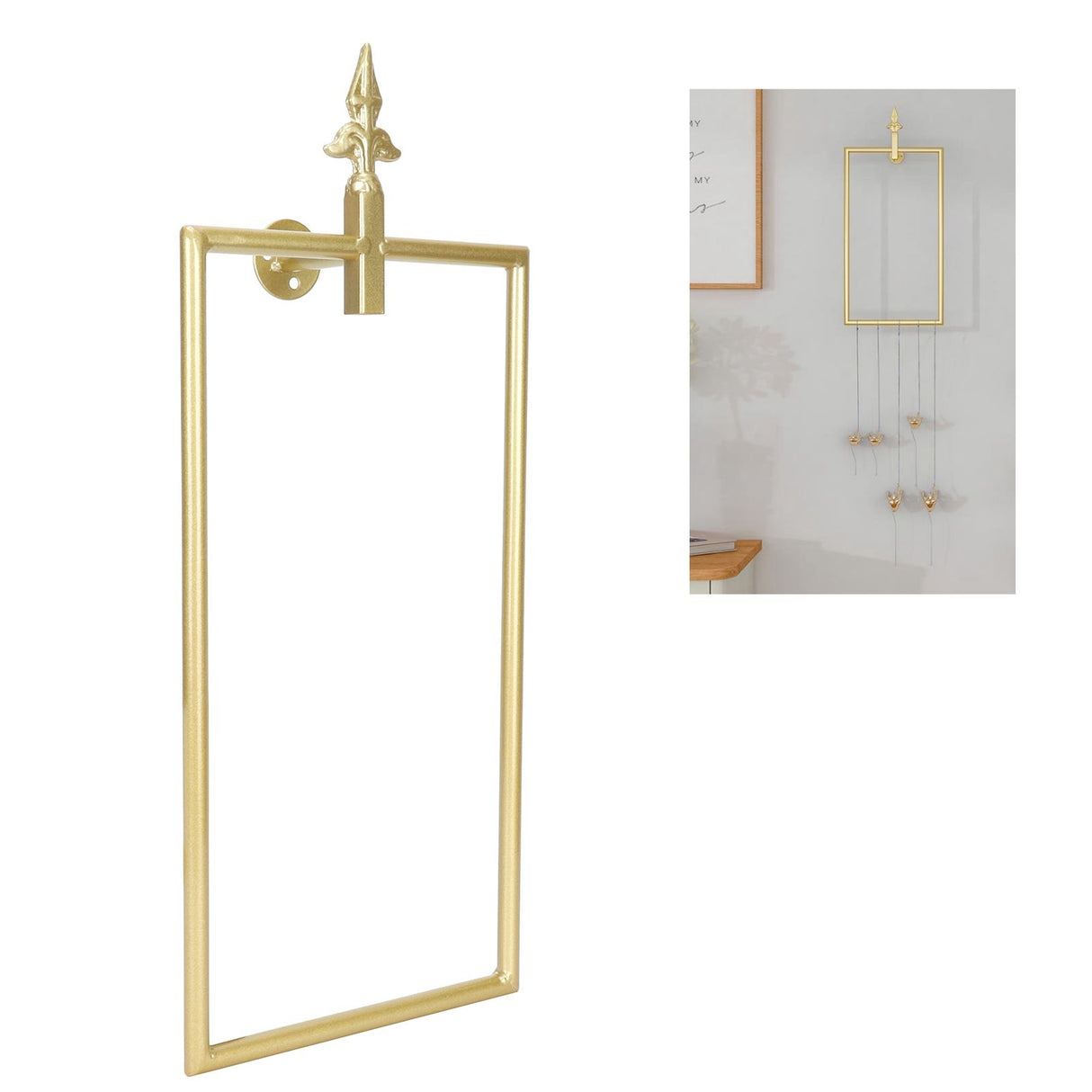 Towel Rack Nordic Style Wall Mounted Rectangular Towels Storage Ring Bathroom Accessory Gold