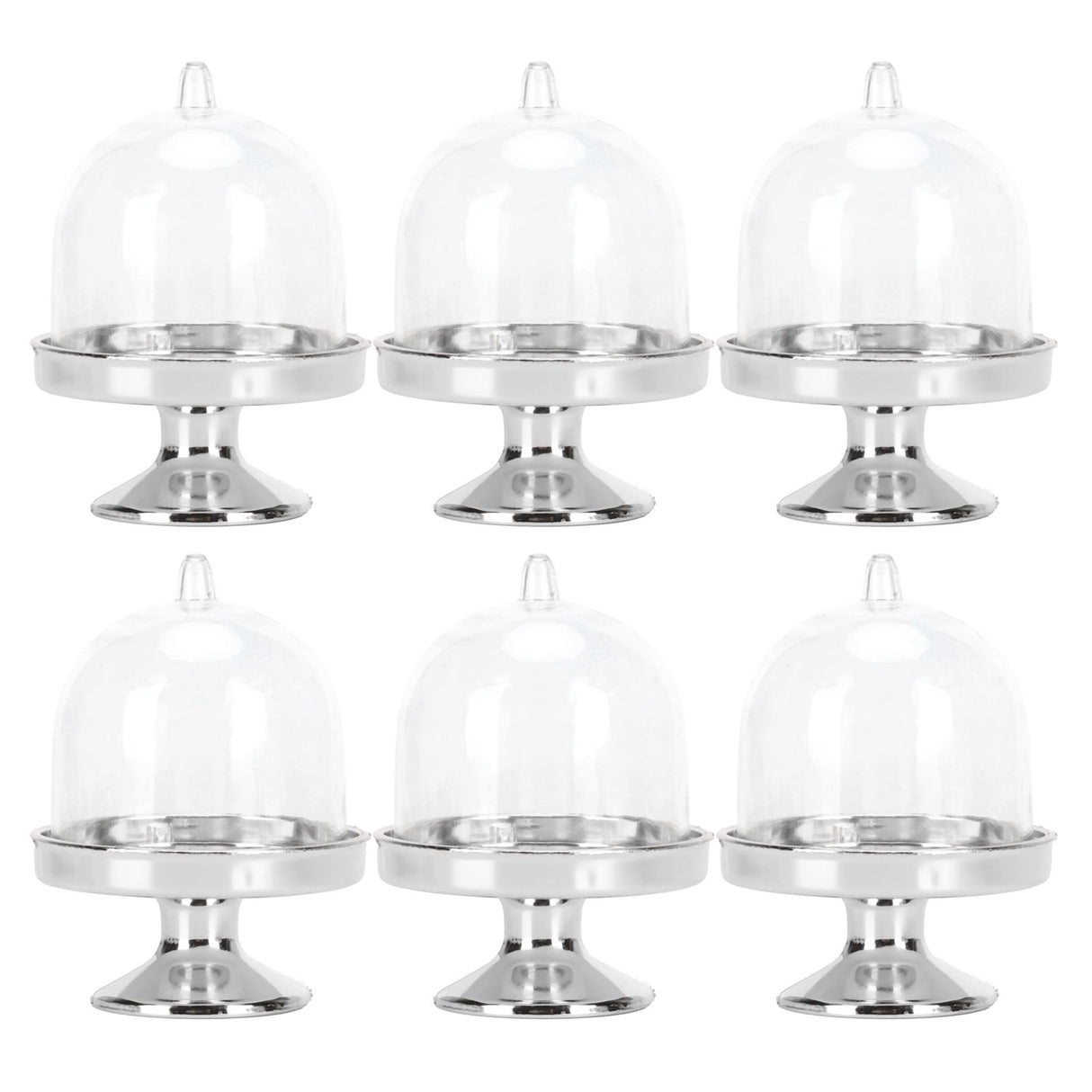 12 Set Mini Candy Box Cake Stand Cupcake Candy Display Plate with Lid Party SuppliesBottom Silver