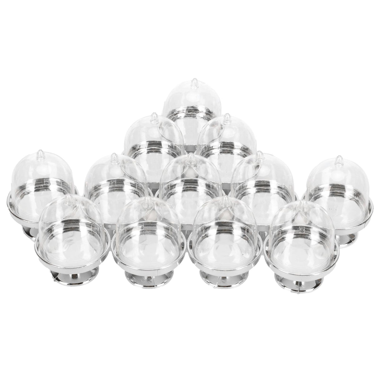 12 Set Mini Candy Box Cake Stand Cupcake Candy Display Plate with Lid Party SuppliesBottom Silver
