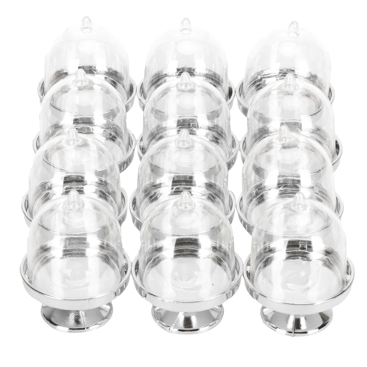 12 Set Mini Candy Box Cake Stand Cupcake Candy Display Plate with Lid Party SuppliesBottom Silver