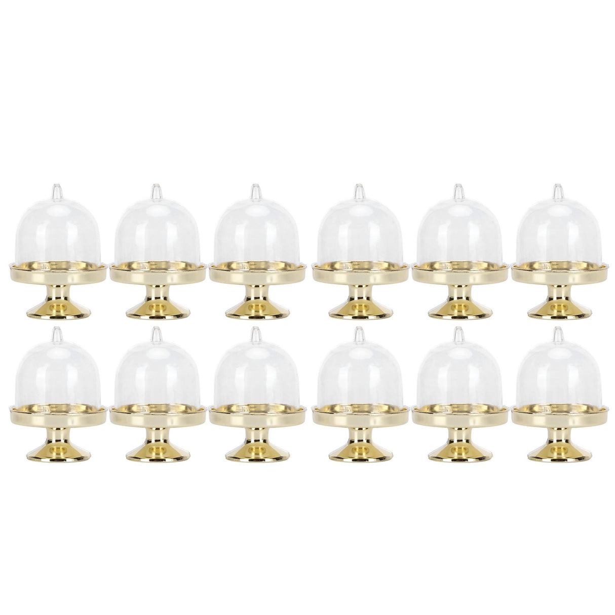 12 Set Mini Candy Box Cake Stand Cupcake Candy Display Plate with Lid Party SuppliesBottom Gold