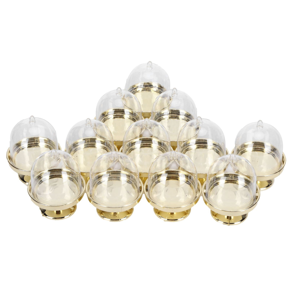 12 Set Mini Candy Box Cake Stand Cupcake Candy Display Plate with Lid Party SuppliesBottom Gold