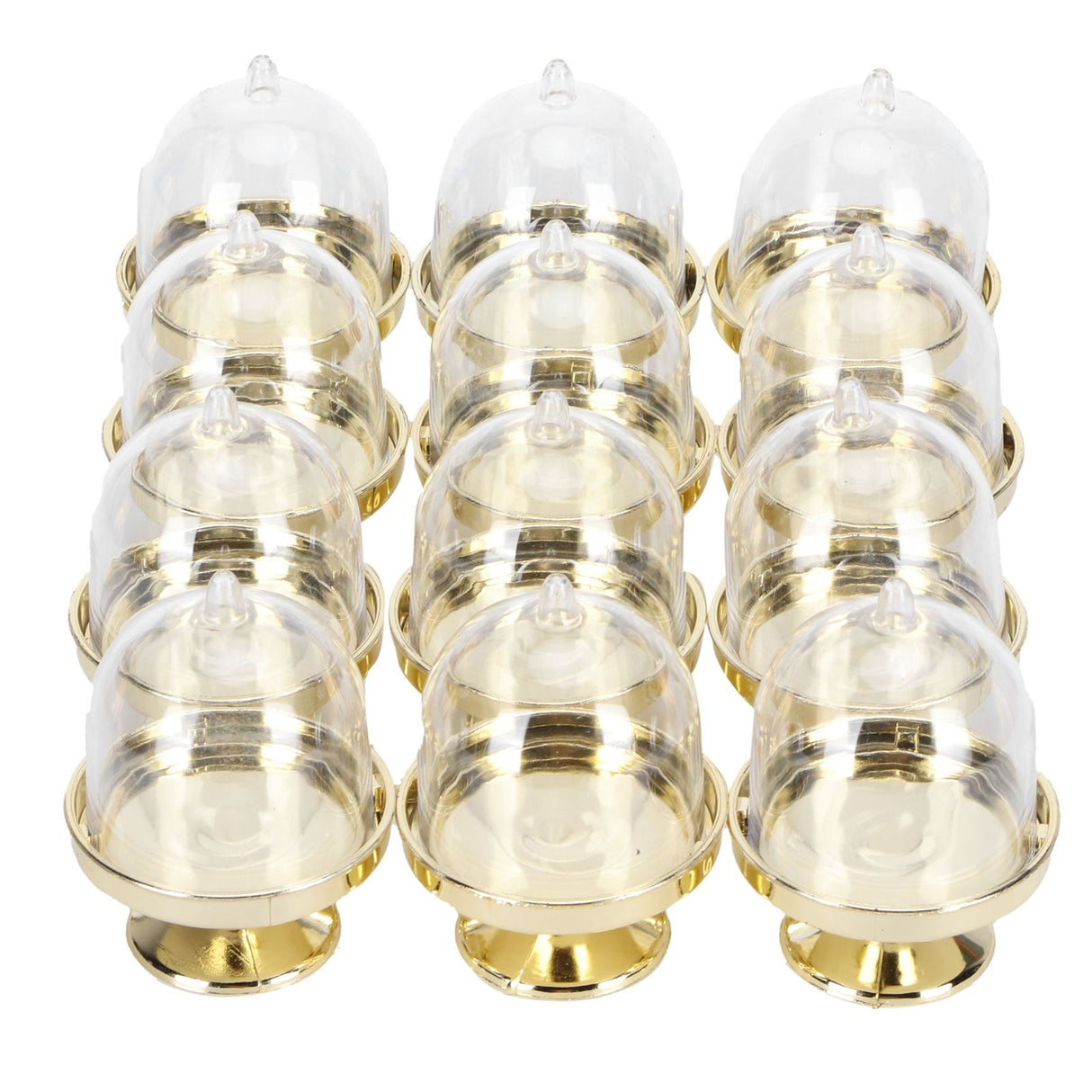 12 Set Mini Candy Box Cake Stand Cupcake Candy Display Plate with Lid Party SuppliesBottom Gold