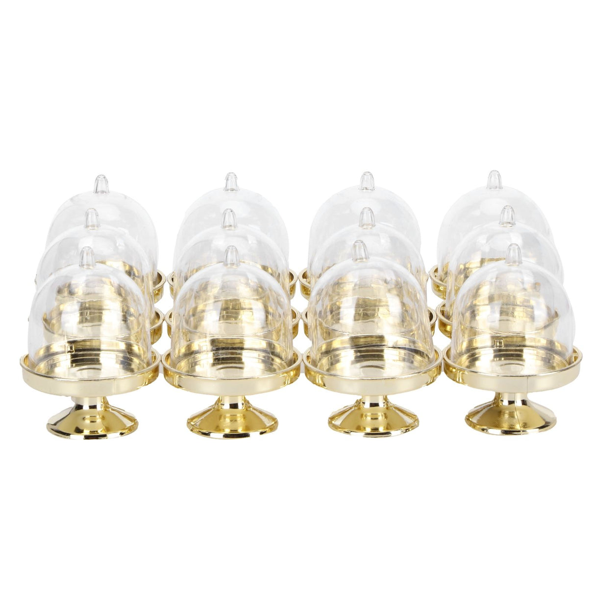 12 Set Mini Candy Box Cake Stand Cupcake Candy Display Plate with Lid Party SuppliesBottom Gold