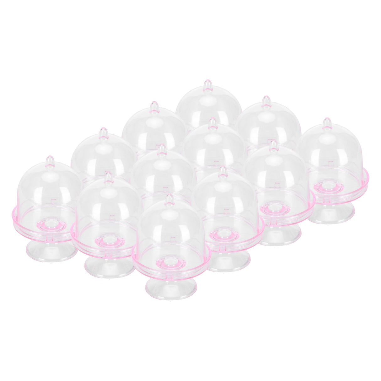 12 Set Mini Candy Box Cake Stand Cupcake Candy Display Plate with Lid Party SuppliesPink