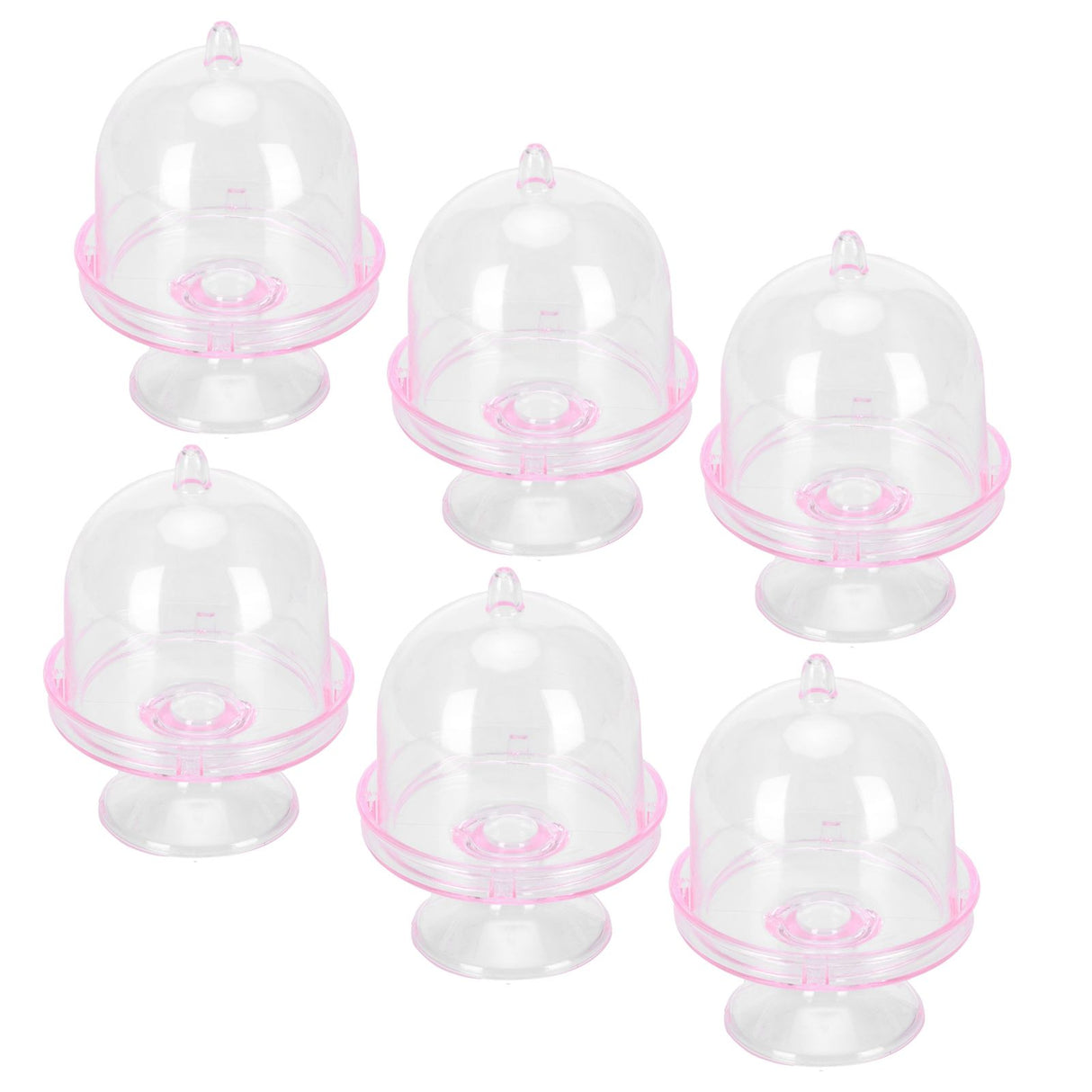 12 Set Mini Candy Box Cake Stand Cupcake Candy Display Plate with Lid Party SuppliesPink