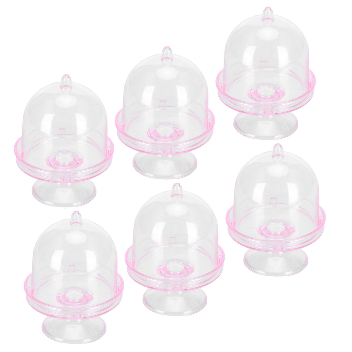 12 Set Mini Candy Box Cake Stand Cupcake Candy Display Plate with Lid Party SuppliesPink