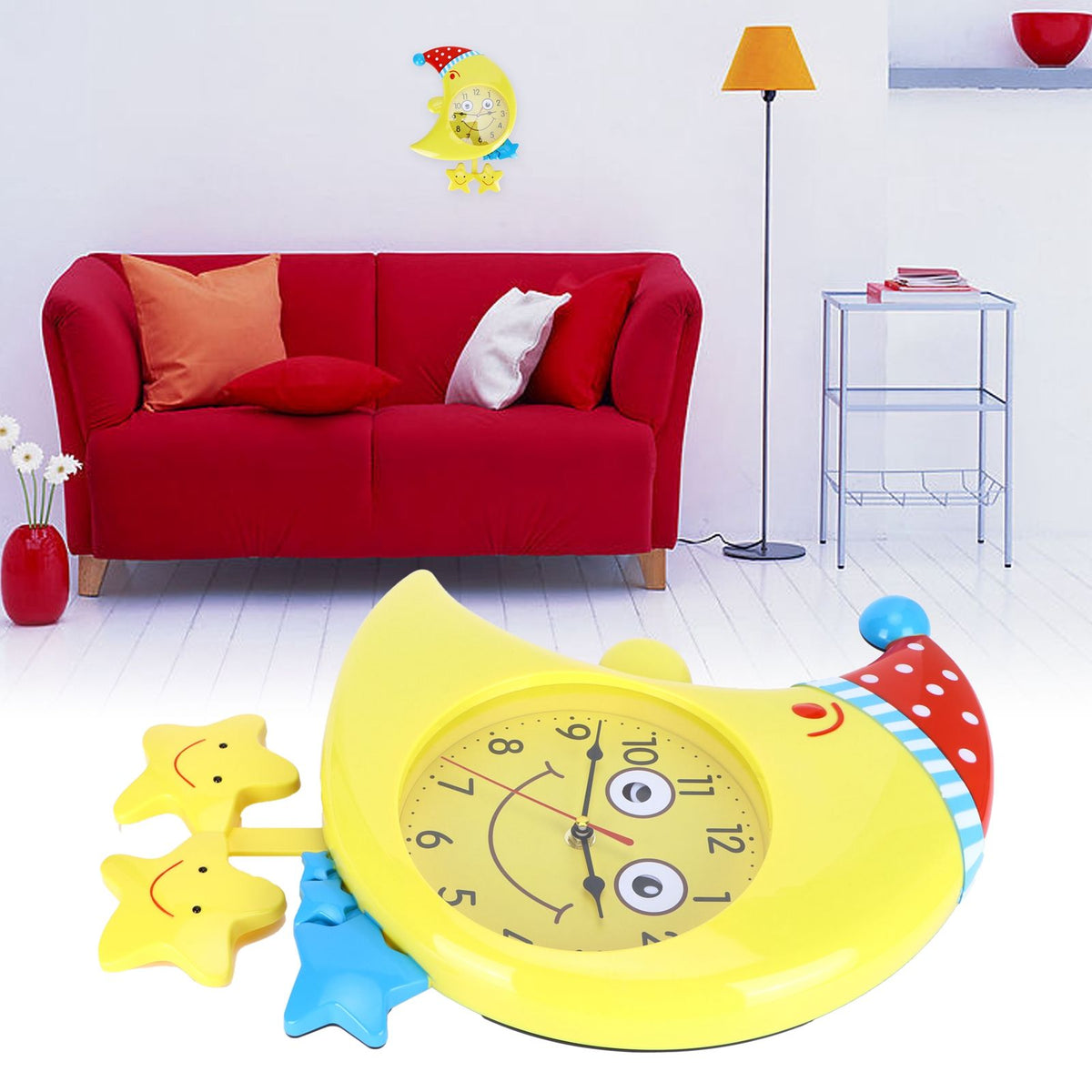 Wall Clock Cartoon Silent Non Ticking Decorative Wall Clock for Kid's Bedroom Studyroom Decor