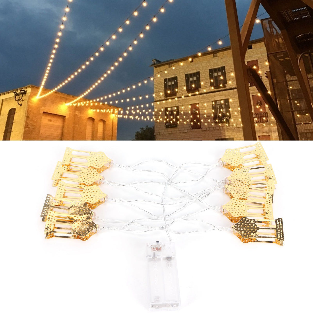1.5m String Light Muslim Innovative Wrought Iron Ramadan Decoration Ornament Gold
