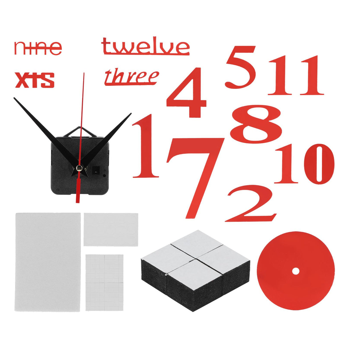 Modern DIY Digital Wall Clock Sticker Decals for Home Living Room Office DecorationRed