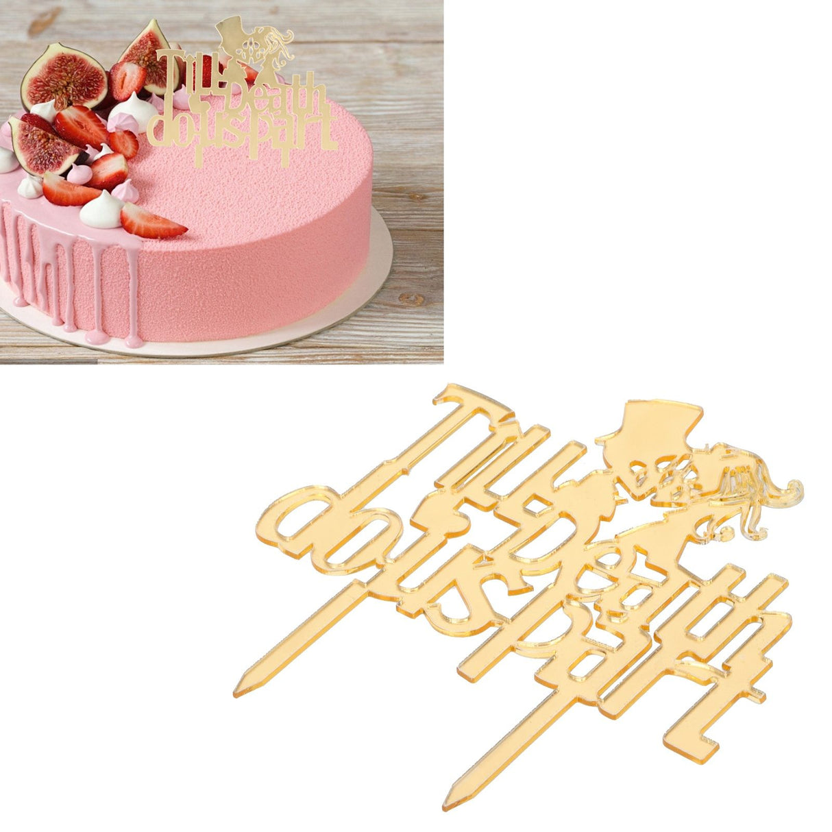 Acrylic Cake Topper Mirror Surface Insert Sticks for Wedding Party Holiday Cake Decoration