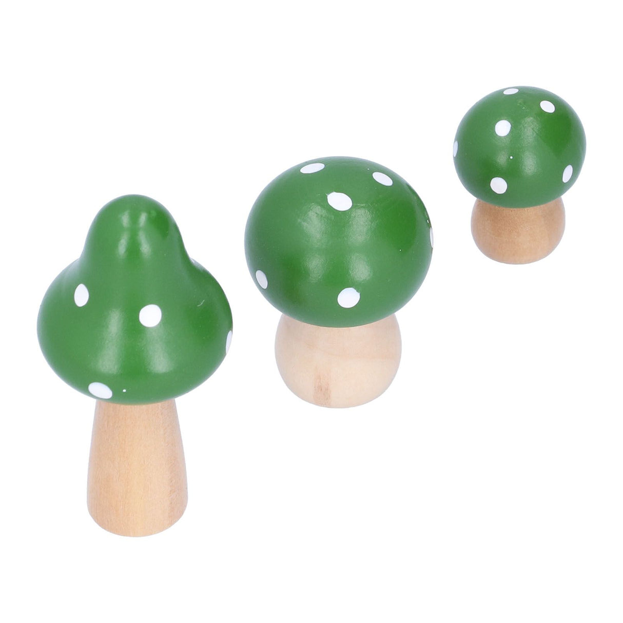 3Pcs/Set Mushroom Crafts Innovative Cute Wooden Ornaments Home Office Desktop DecorationGreen