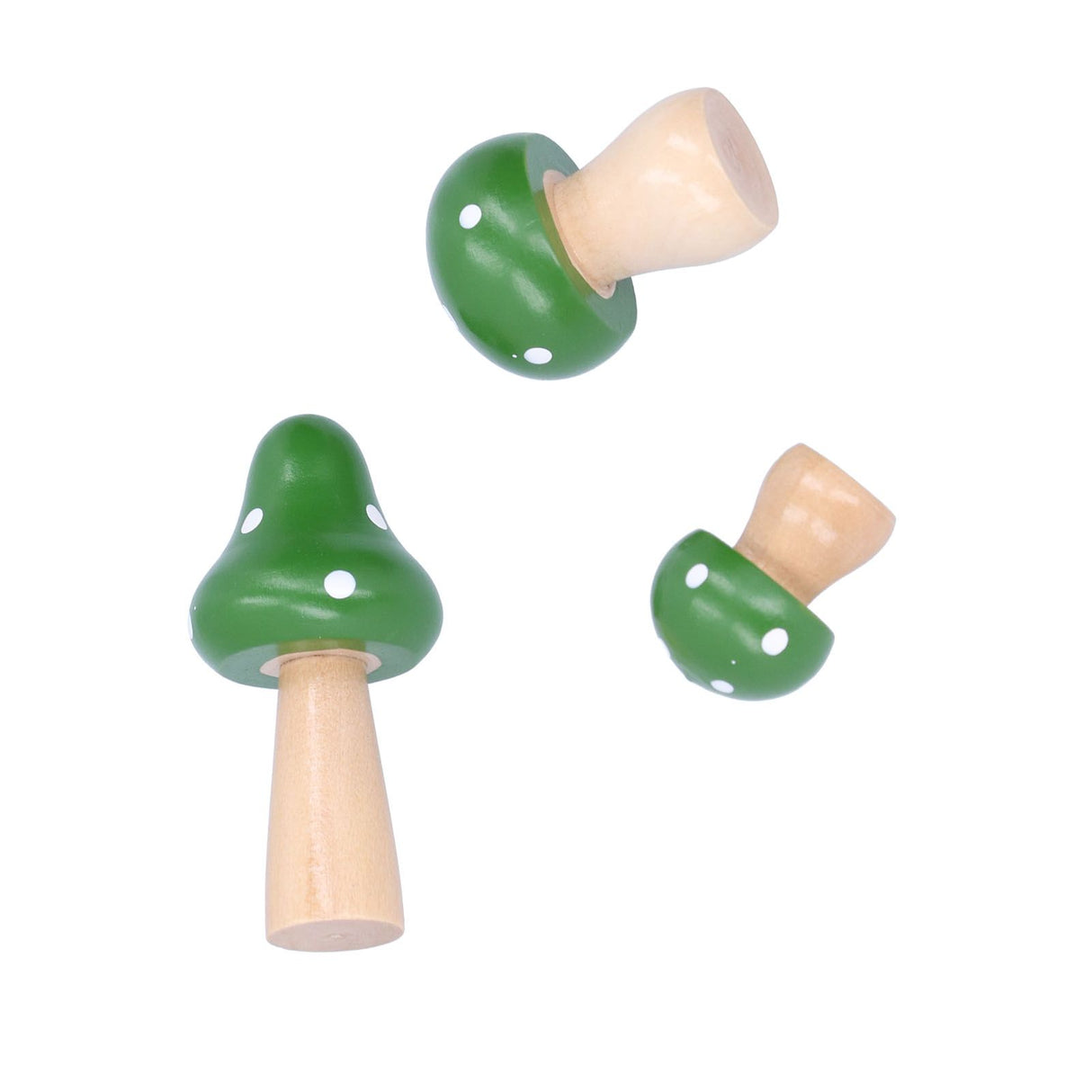 3Pcs/Set Mushroom Crafts Innovative Cute Wooden Ornaments Home Office Desktop DecorationGreen